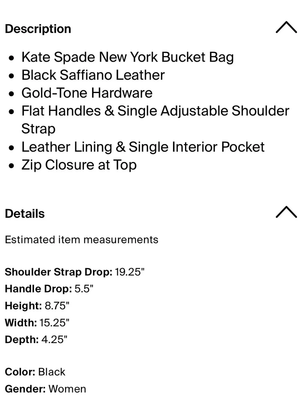 kate spade Black Leather Shoulder bag with Adjustable Strap
